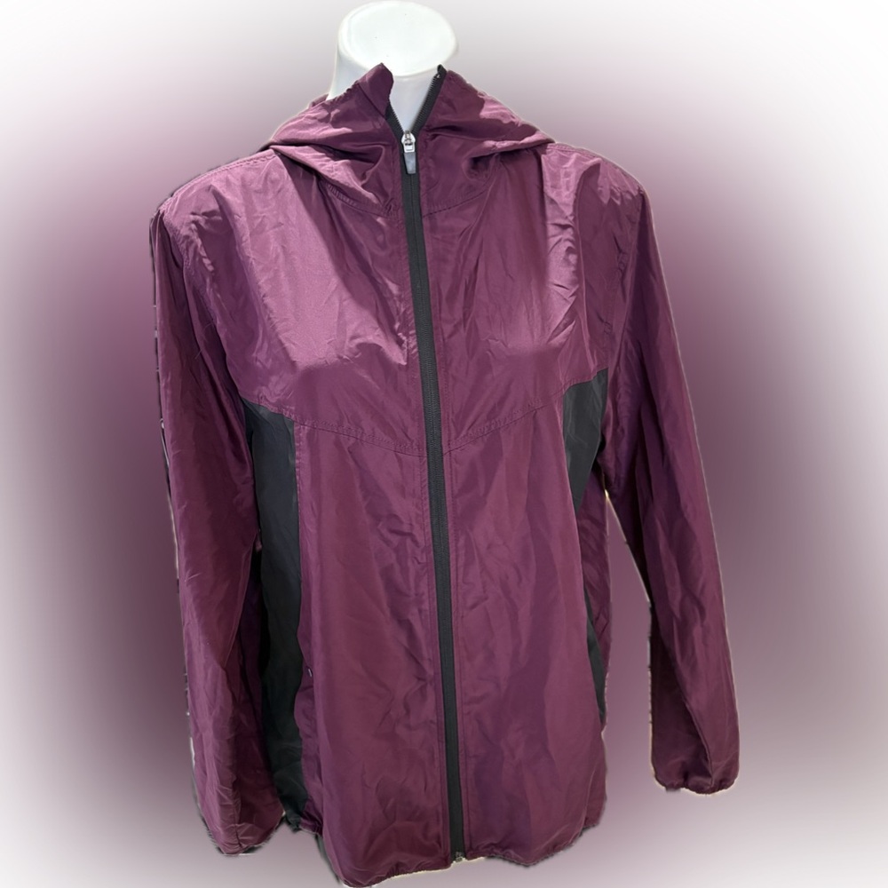 New! Sunrise Kingdom Plum/Black Hooded Windbreaker Size Large